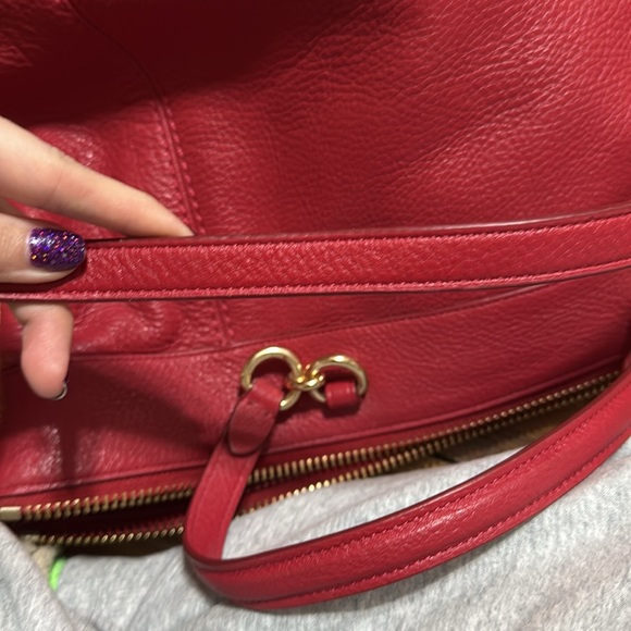 Coach Lenox Pebble Leather Satchel True Red with Gold Hardware - Picture 14 of 16